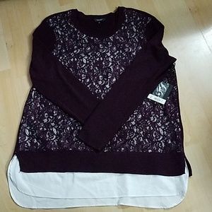 Simply Vera Wang Lace Mock Layer Sweater